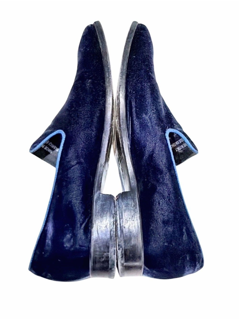 Saks Fifth Avenue Velvet Loafers Made in Italy Navy Blue Size 10M Luxury Slip-On